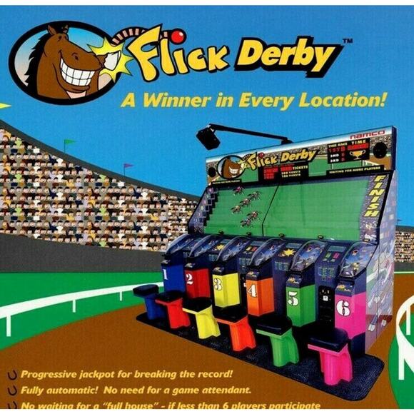 Flick Derby Arcade Flyer Original NOS Video Game Art Print Promo Horse Racing - Picture 1 of 2